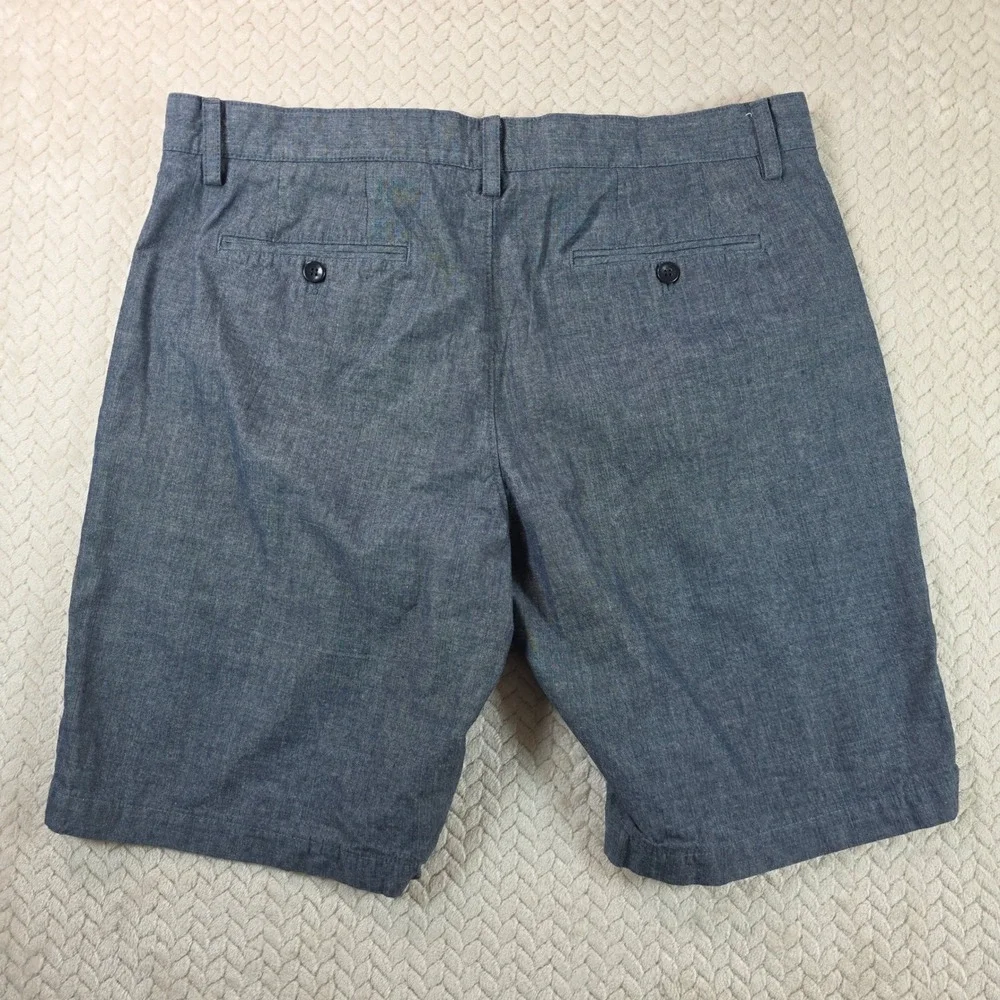 Banana Republic Aiden Shorts Mens 35 Blue Chambray Slim Fit Flat Front 10 Inseam